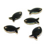 Pendentifs Poisson Noir style emaillé 14 mm metal couleur Doré DIY bijoux