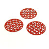 PS110200259 PAX de 5 Estampes pendentif filigrane Mandala 20 mm métal coloris Rouge