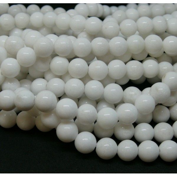 HD263 Lot 1 fil d'environ 69 perles rondes Jade Mashan Blanc 6mm XS01