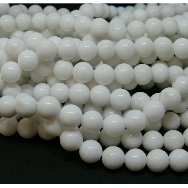 Perles rondes Jade Mashan Blanc 6mm