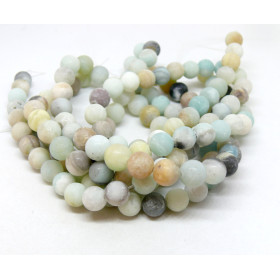 Perles rondes Amazonite effet givre 6mm