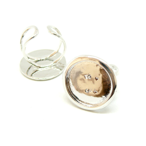 Support de bague Imposante, Ronde 20 mm, laiton finition Argent Platine