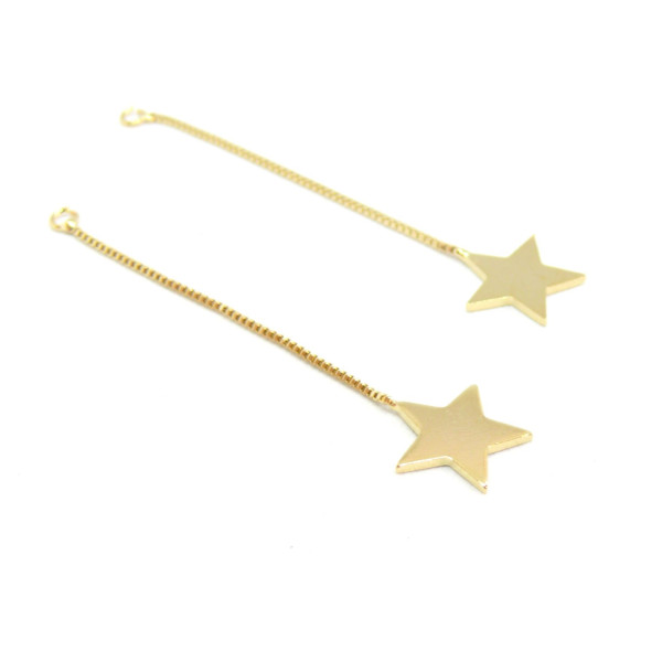 HL198005G PAX 2 pendentifs Chaine avec Etoiles 12mm Laiton plaqué Or 18KT