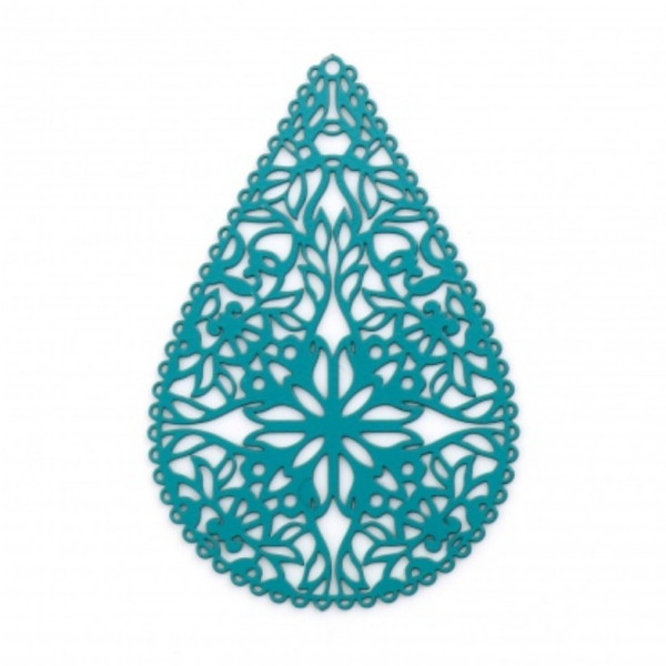 Estampes Goutte Dentelle Filigrane 40mm – Cuivre Bleu Canard