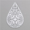 Estampes Pendentif Connecteur Filigrane Goutte Dentelle 40mm Blanc