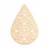 Estampes Pendentif Connecteur Filigrane Goutte Dentelle 40mm Doré