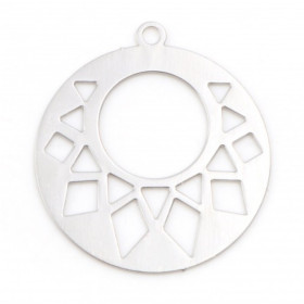 Estampes, pendentif, connecteur filigrane, Cercle Art Deco 20 mm, coloris Argent Platine