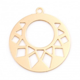 PS11759841 PAX 10 Estampes, pendentif, connecteur filigrane, Cercle Art Deco 20 mm, coloris Doré