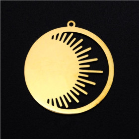 Pendentif Soleil 30 mm Acier Inoxydable coloris Doré