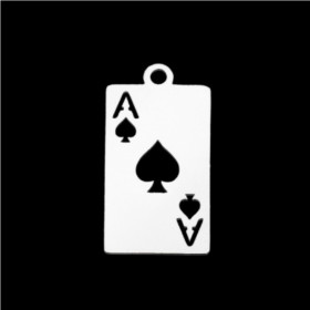 Pendentifs As de Pique 19 mm Acier Inoxydable coloris Argent