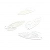AE117189 Lot de 4 Estampes pendentif filigrane Aile d' insecte 20mm cuivre coloris Blanc
