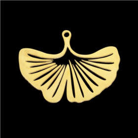 Pendentif Feuille Ginkgo Biloba 31mm Acier Inoxydable coloris Doré