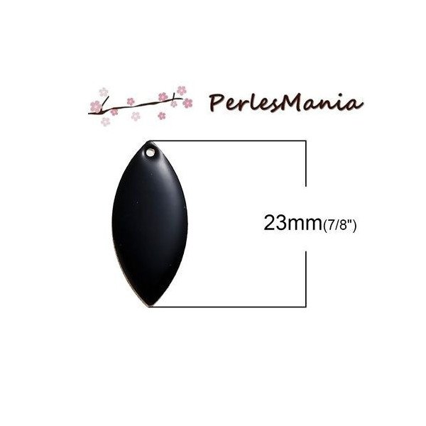 Sequins Médaillons Émaillés Biface Navettes 23mm Noir