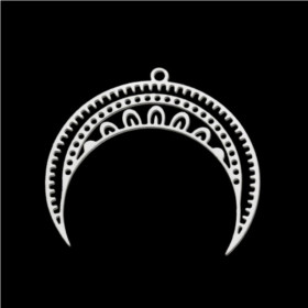 Pendentif, Lune, Galaxie, Croissant 34mm, Acier Inoxydable coloris Argenté