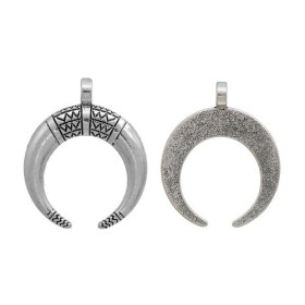 Pendentifs Grande Corne de Buffle Cheyenne Croissant – Métal Argent Antique