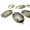 Ref A1447 PAX 5 pendentifs, breloques multi connecteurs arabesque 33 mm métal coloris Bronze