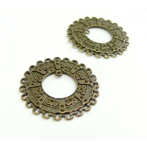 H19817 Lot de 20 Breloques multi connecteurs arabesque metal coloris Bronze