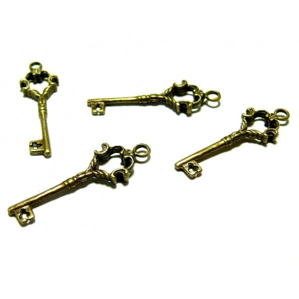 Apprêt pour bijoux: 10 clé pendentifs breloque bronze ref 192
