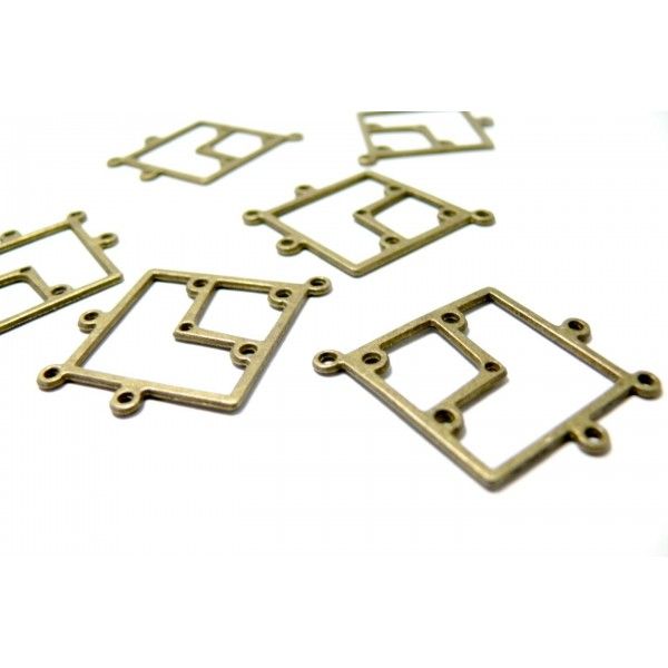 Lot de 20 pendentifs mutliconnecteurs chandeliers losange métal couleur Bronze Ref 68