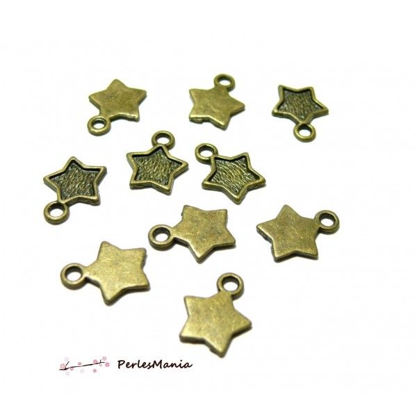 Fournitures loisirs créatifs: 50 pendentifs Etoile Bronze  OB681 