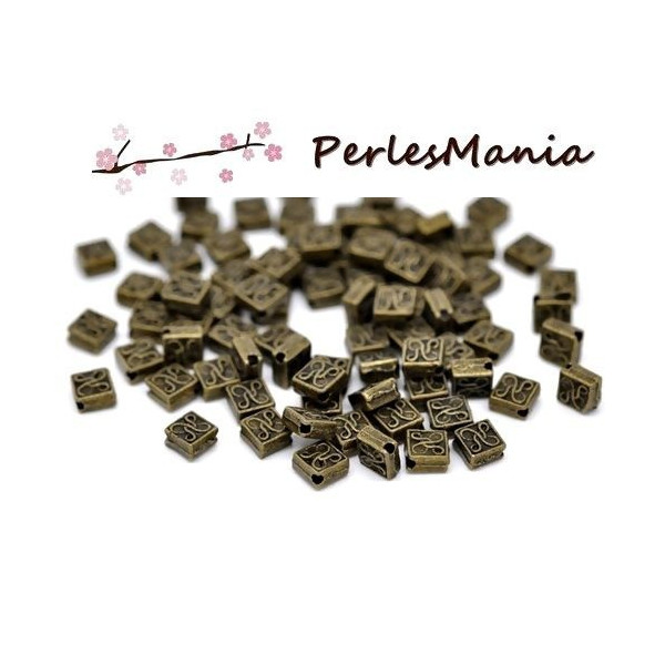 Perles Intercalaires Carré Arabesque 5mm – Métal Bronze