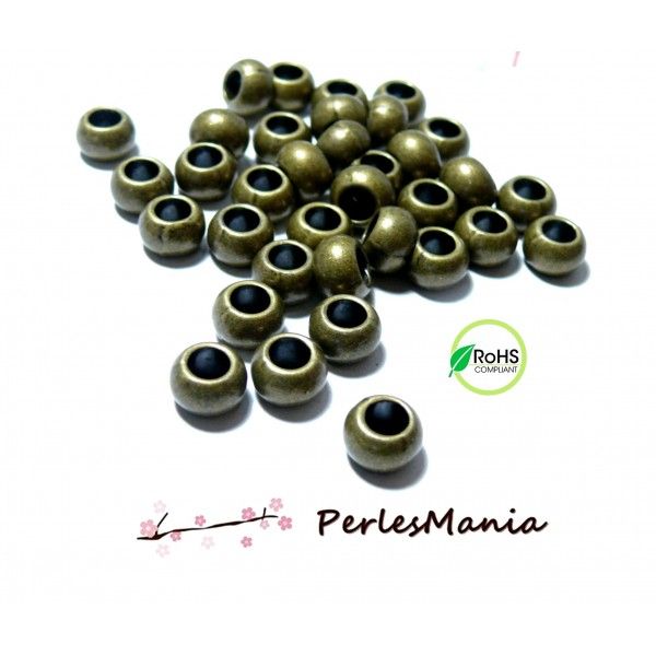 PAX 50 perles intercalaires RONDELLES  9mm metal couleur BRONZE S1195213