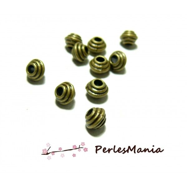 PAX 100 perles intercalaires passants TOUPIES 5 par 4mm BRONZE PS1114482