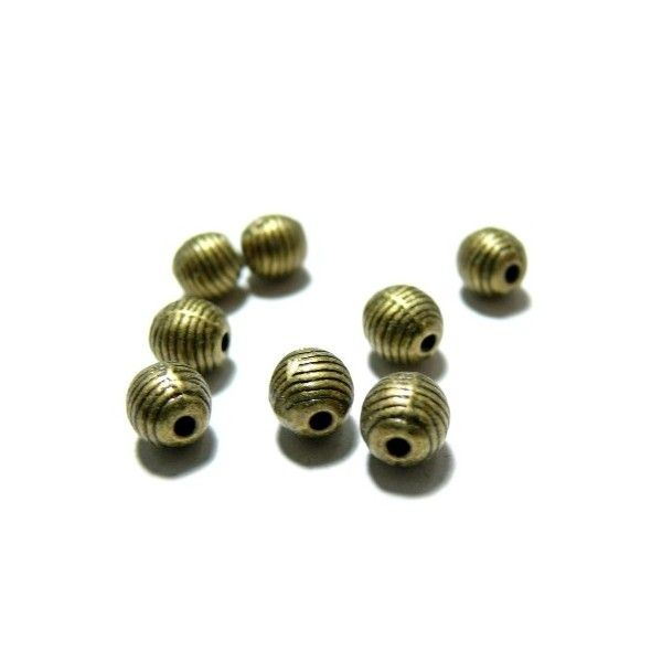 H6662  PAX 50 perles intercalaires style rayures coloris Bronze