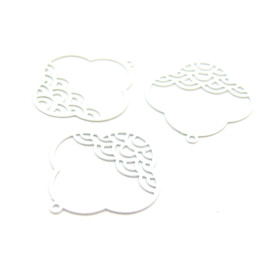 AE11777 PAX 4 Estampes, pendentif,  filigrane, Nuage Zen 20 mm, coloris Blanc