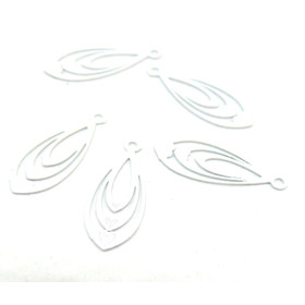 AE117308 PAX 4 Estampes, pendentif,  filigrane, triple Goutte 19 mm, coloris Blanc