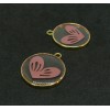 PS110256689 PAX 2 pendentifs avec Coeur Rose dans Résine 20 mm, Fête des Mères métal Coloris Doré
