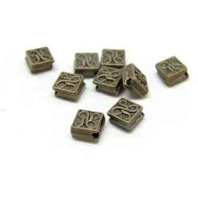 Perles Intercalaires Carré Arabesque 5mm – Métal Bronze