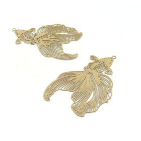 AE115587 Lot de 2 pendentifs filigrane, Poissons de Combat 49 mm coloris Taupe