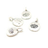 PS11757460 PAX 5 pendentifs, breloques Martelées FLEURS DE LOTUS 18 mm métal coloris Argent Antique