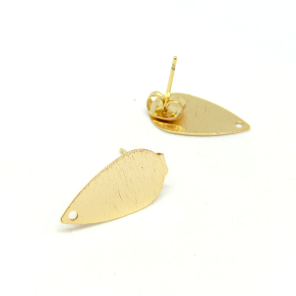 Boucle d'oreille Puce, forme Goutte striées, Laiton Plaqué Or 18KT, avec embouts PapillonsPapillons