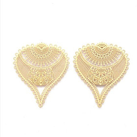 Pendentifs  Forme Coeur Dentelle 42 mm,  Acier Inoxydable coloris Doré