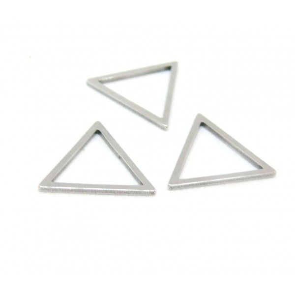 Pendentifs, connecteurs Triangle 13 mm en Acier Inoxydable coloris Argent pour création de bijoux raffinés