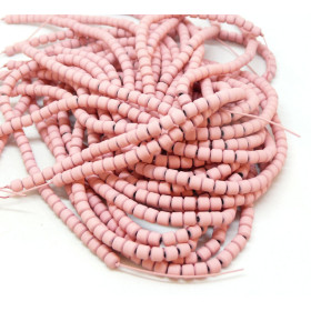 HT1161205 Lot 1 fil d'environ 125 perles Rondelles 3 par 3mm, Hématite peinte coloris Rose saumon