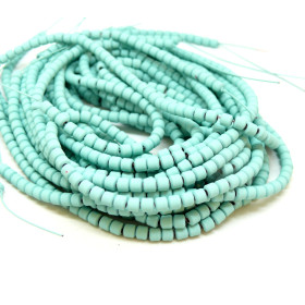 HT1161208 Lot 1 fil d'environ 125 perles Rondelles 3 par 3mm, Hématite peinte coloris Bleu Turquoise