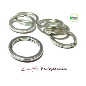 Anneaux Porte Cles, Porte Clefs 25mm, metal couleur ARGENT PLATINE
