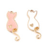 Pendentifs Breloques Chat Blanc Émaillé 23mm – Métal Doré