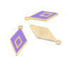 Pendentifs Losange style emaillé 28 par 12 mm Violet metal couleur Doré