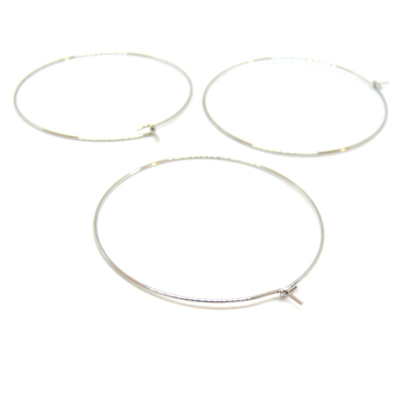 Boucles d’oreille Créoles Tiges 40mm – Acier Inoxydable 316 Argenté