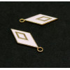 Pendentifs Losange style emaillé 28 par 12 mm Rose metal couleur Doré