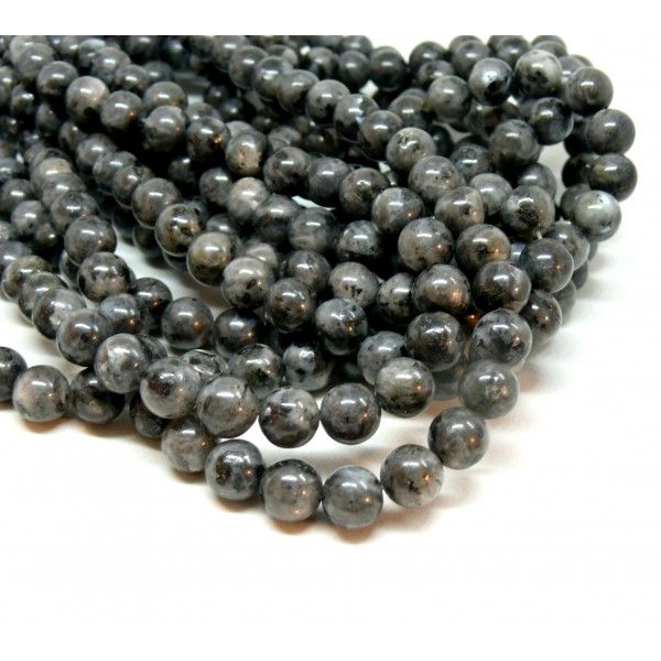 BU11210511144520 Lot 1 fil d'environ 47 perles Rondes 8m Labradorite gris foncé