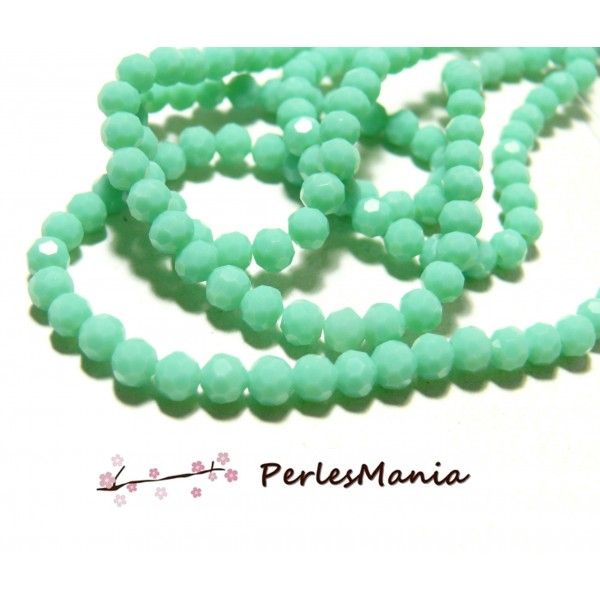 1 fil d'environ 100 perles RONDES à facettes en verre 4mm Vert Pastel H166402H