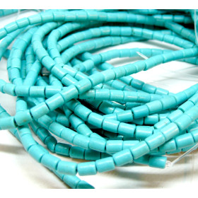 HG120 Lot 1 fil d'environ 70 tubes turquoise reconstituées 3 par 5 mm Coloris 10