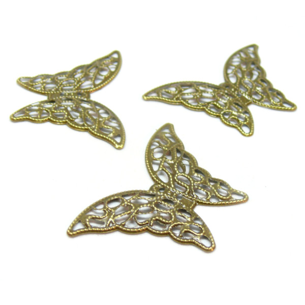 Pendentifs Papillon Filigrane 41mm – Métal Bronze
