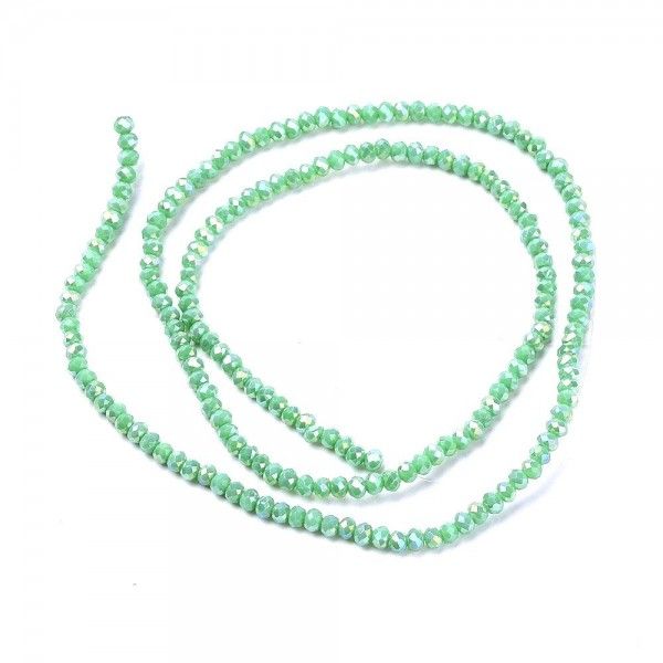 HR11048 Lot 1 fil d'environ 190 perles Rondelles à facettes en verre  3 par 2mm Irisé coloris 54