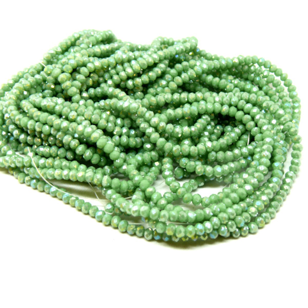Fils de Perles Rondelles à Facettes en Verre 3x2mm Irisé Coloris 54